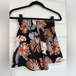 NEW CupShe high waist quick dry Hawaiian print shorts with pockets black